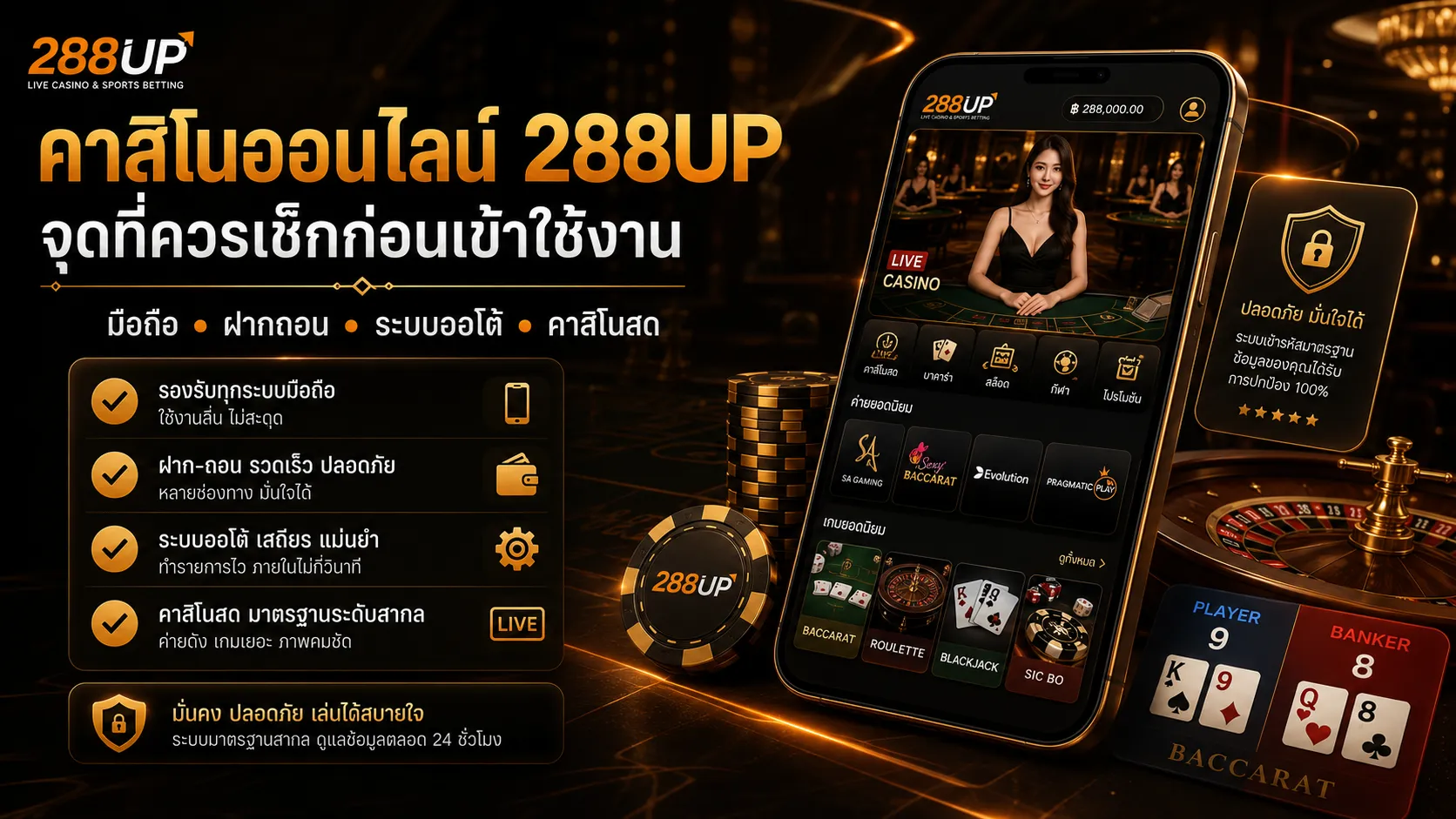 คาสิโนออนไลน์ มือใหม่ต้องเช็กอะไร ก่อนเข้าใช้งาน 288UP