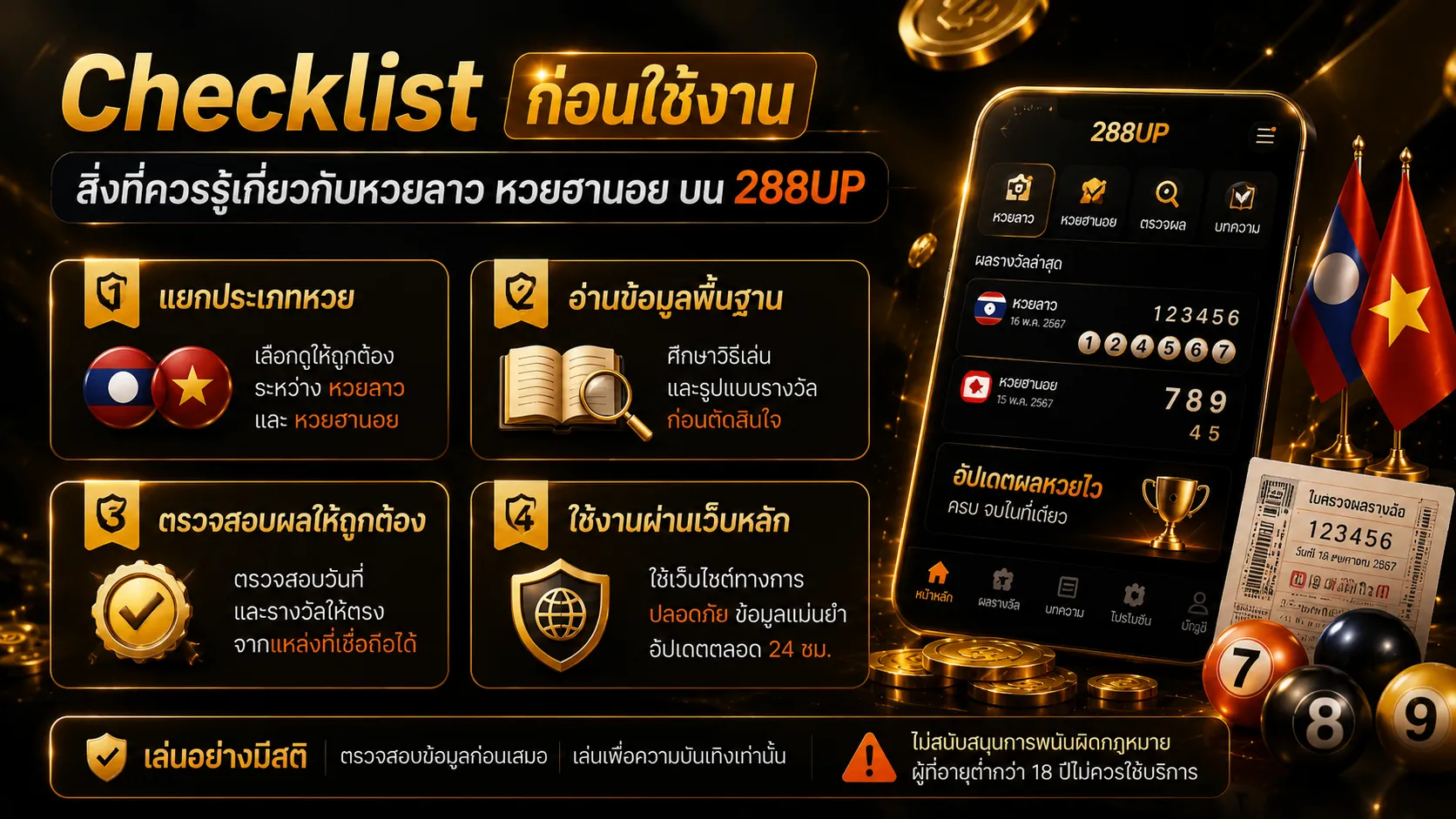 Checklist หวยลาว หวยฮานอย บน 288UP ก่อนใช้งาน