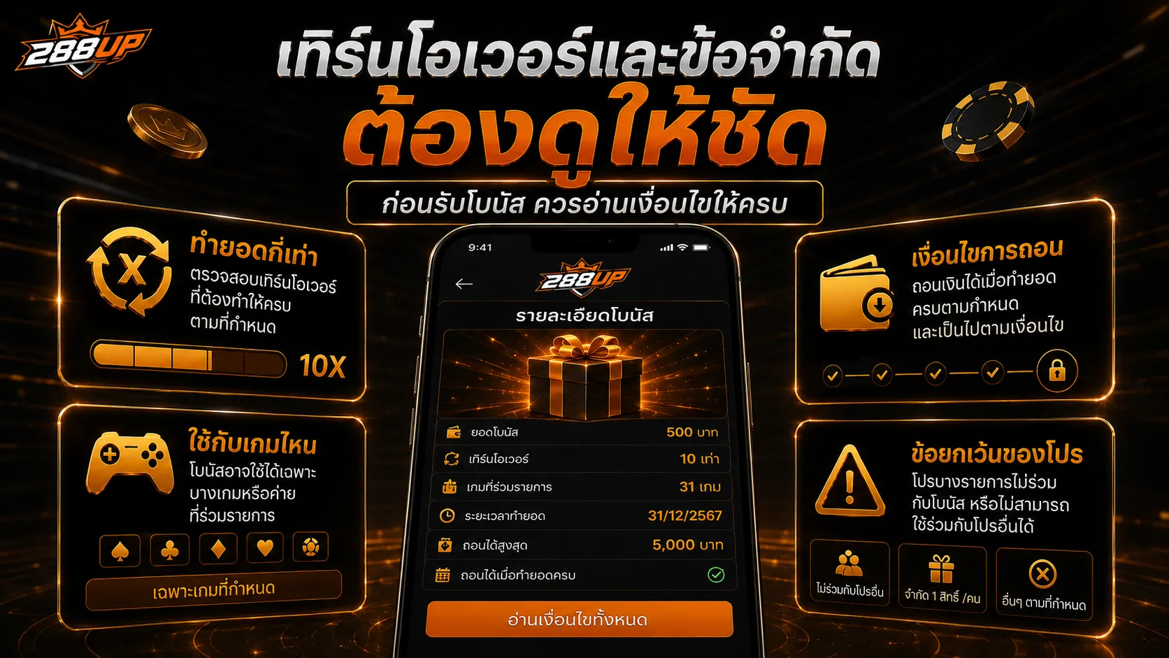 เทิร์นโอเวอร์และเงื่อนไขทำยอดของโปรโมชั่น 288UP