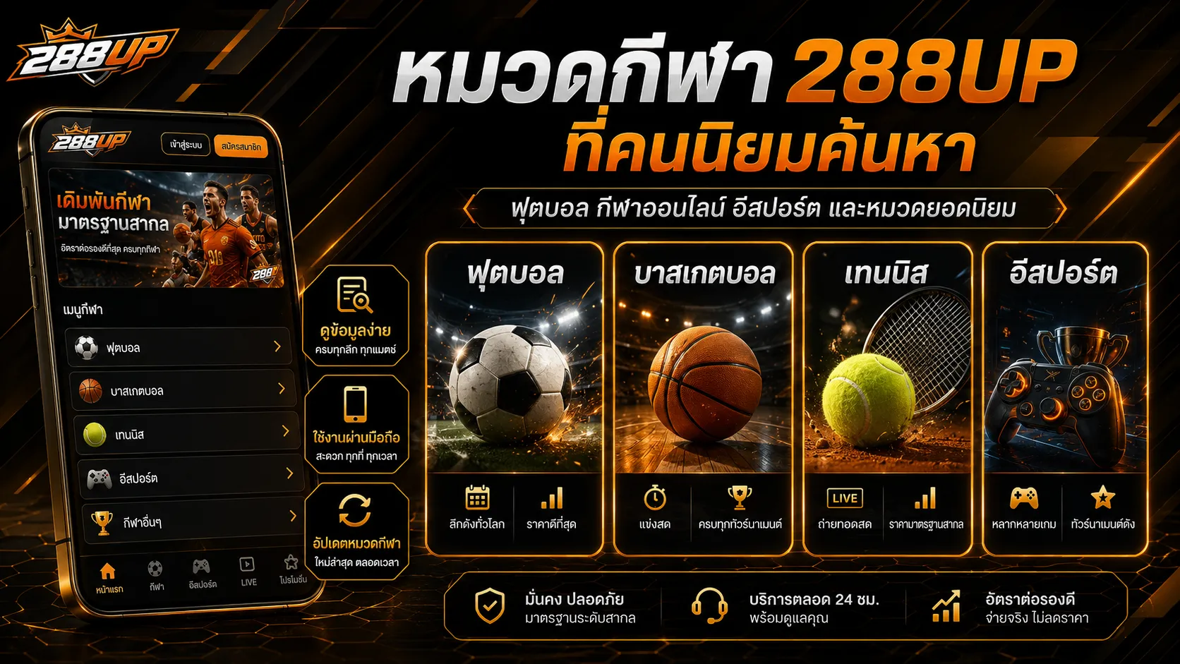 ฟุตบอล 288UP กีฬาออนไลน์ และหมวดกีฬาที่ผู้ใช้นิยมค้นหา