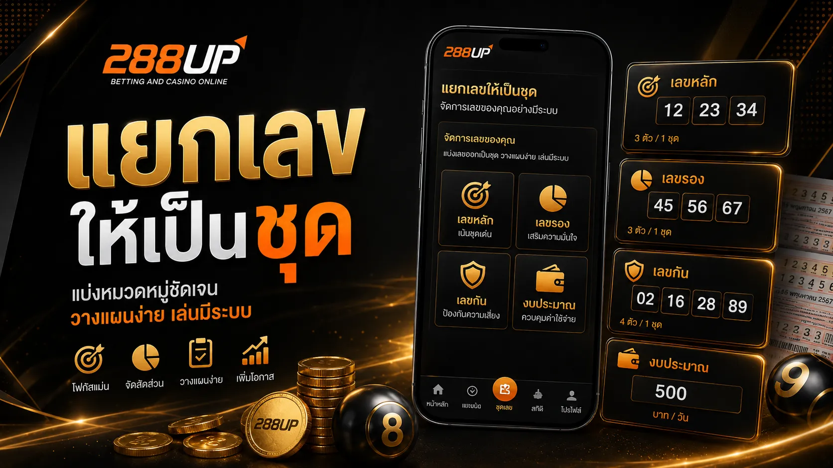 หวย 288UP แยกเลขหลัก เลขรอง เลขกัน ให้เป็นชุด