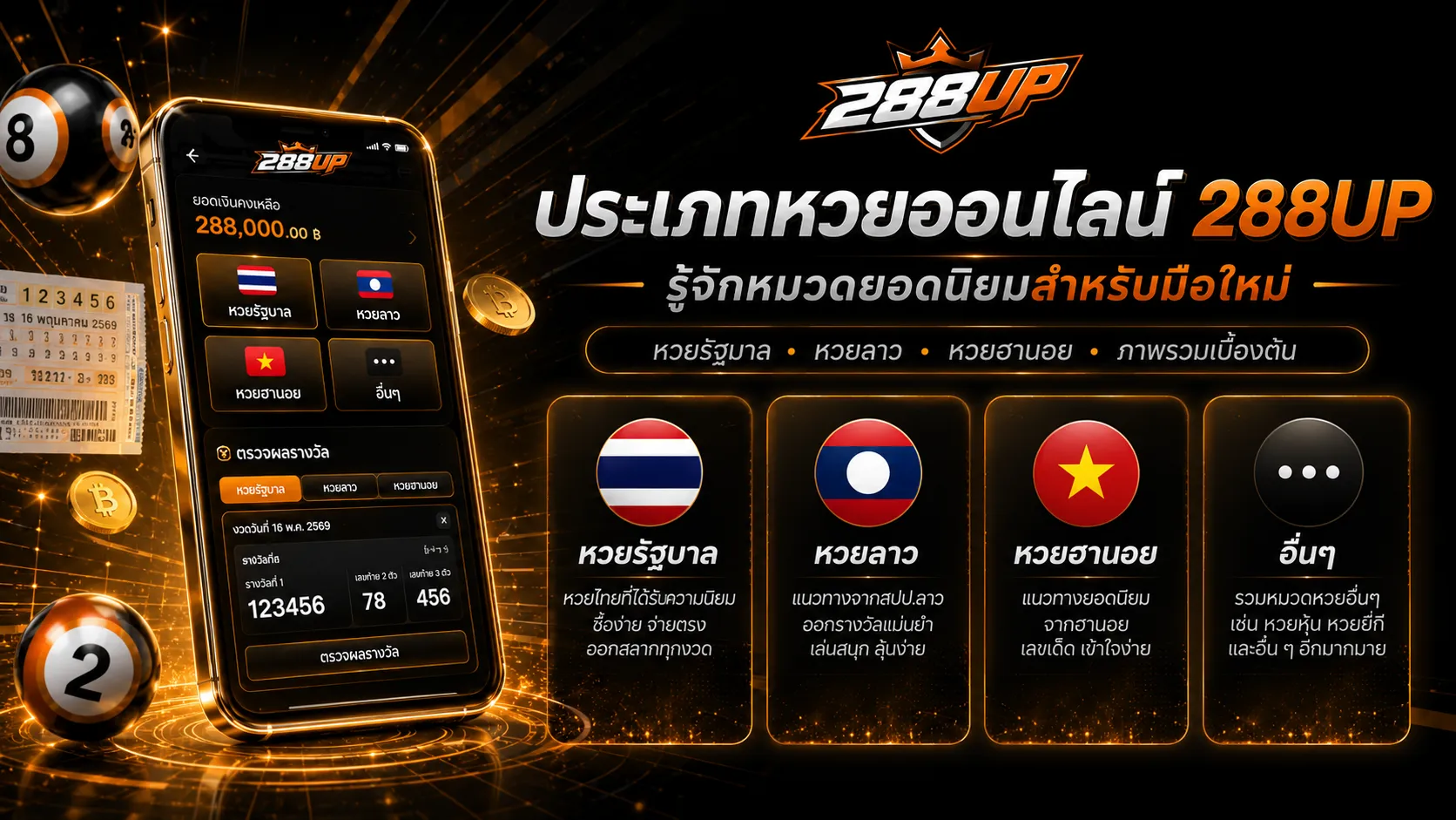 ภาพรวมหวยออนไลน์ 288UP หวยรัฐบาล หวยลาว และหวยฮานอย