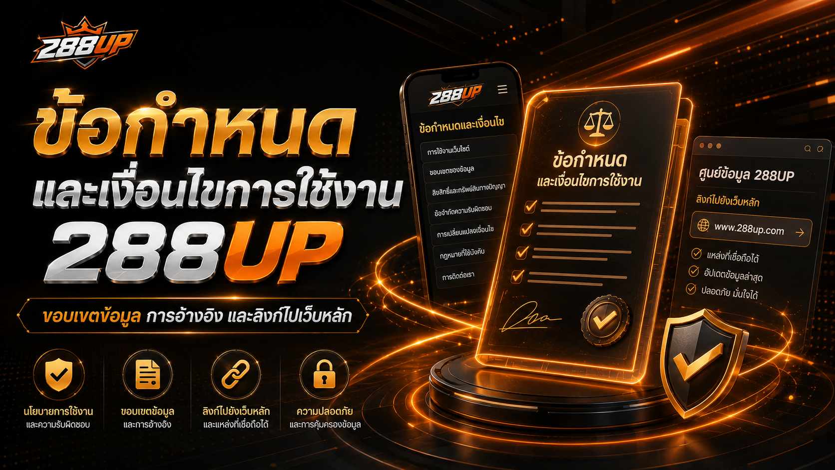 ข้อกำหนดและเงื่อนไข 288up.live ขอบเขตการใช้ข้อมูลและลิงก์ภายนอก
