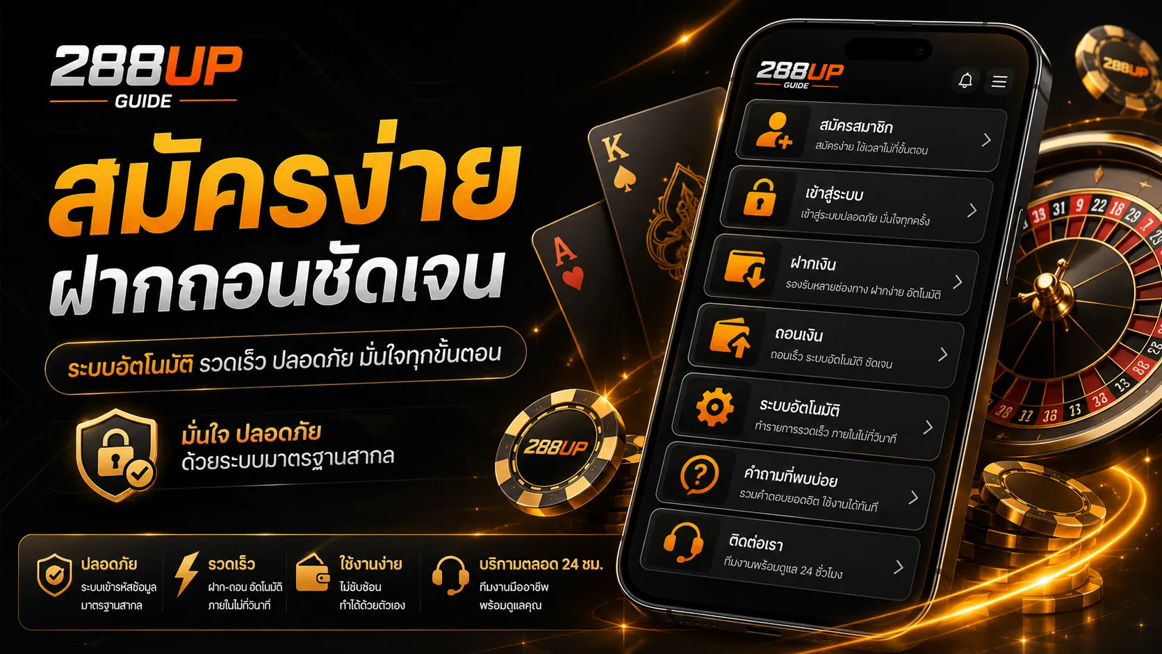 เว็บไซต์คาสิโนออนไลน์ สมัครง่าย ฝากถอนชัดเจน 288UP