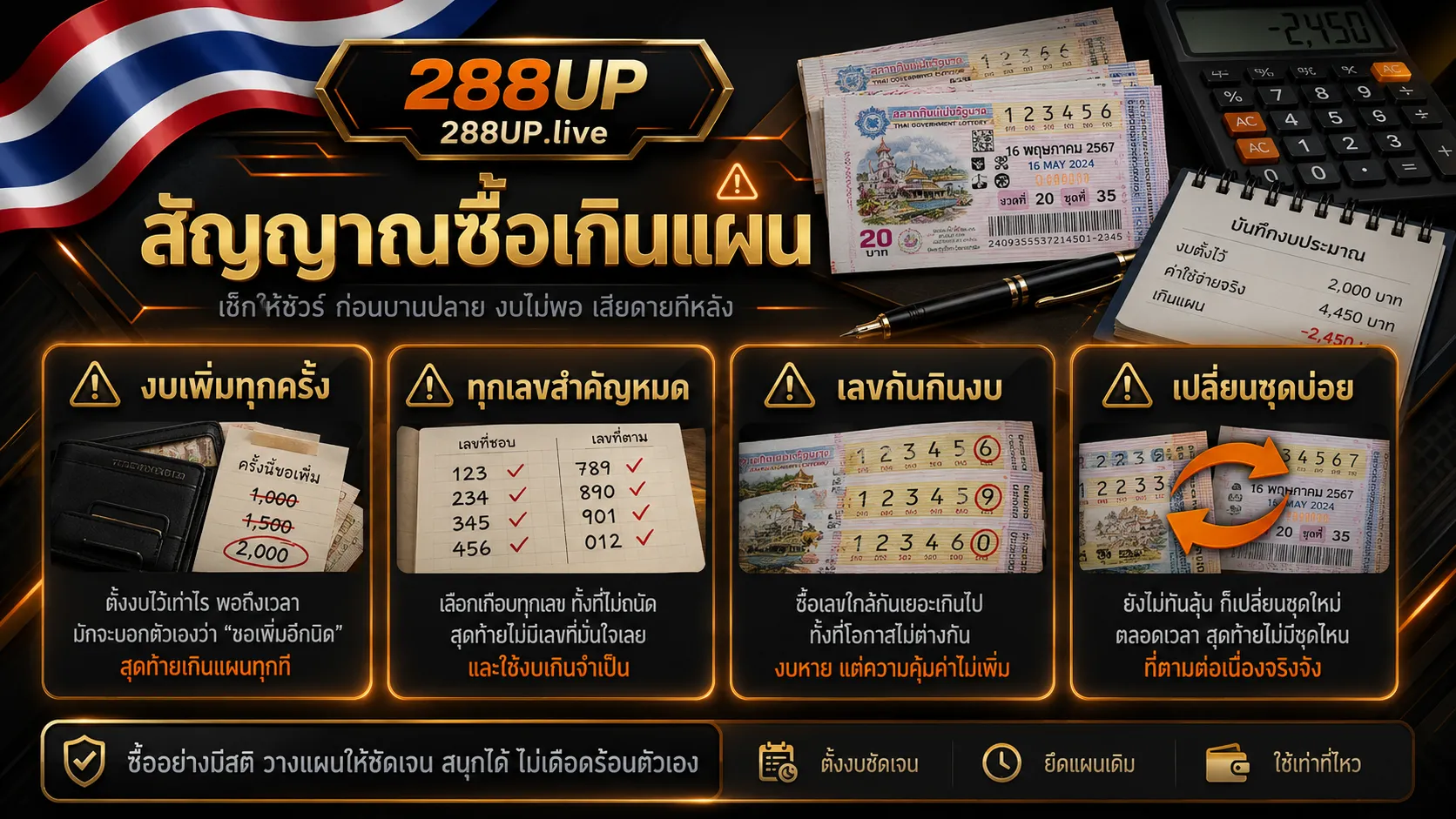 สัญญาณซื้อหวยหลายชุดเกินงบและกระจายเกินแผน