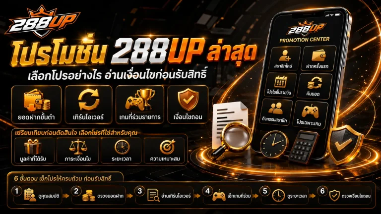 โปรโมชั่น 288UP ล่าสุด วิธีเลือกโปรและตรวจสอบเงื่อนไขก่อนรับสิทธิ์