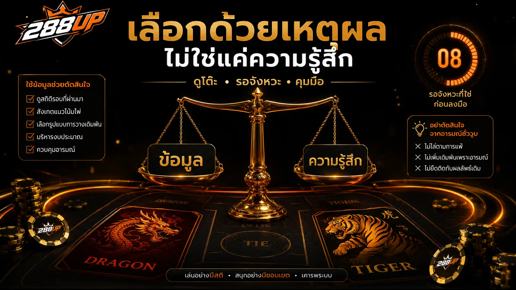 เลือกเสือหรือมังกรต้องดูเหตุผลก่อนกด ไม่ใช่เลือกจากความรู้สึกหรือผลล่าสุดอย่างเดียว