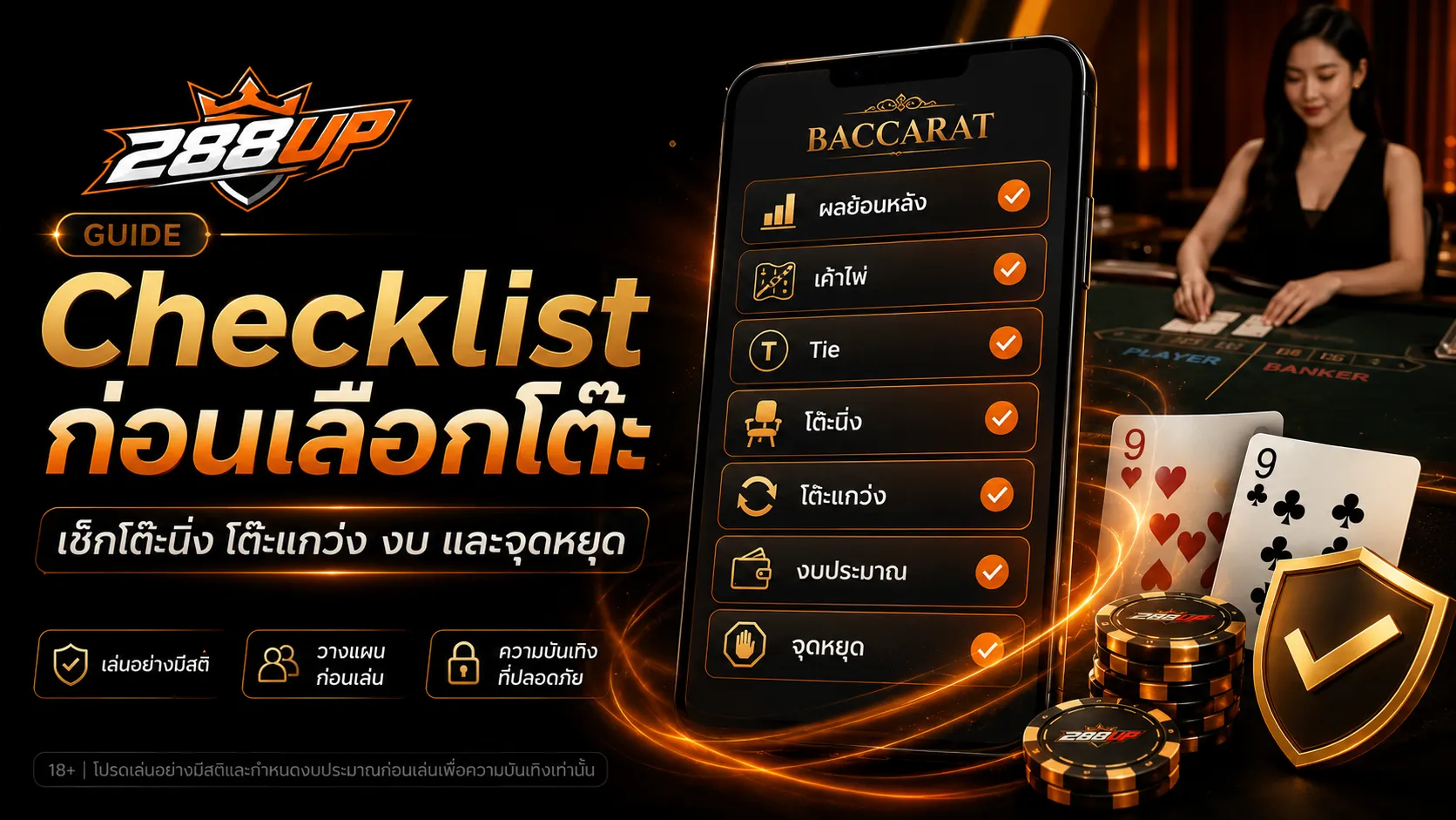 Checklist เลือกโต๊ะบาคาร่าออนไลน์ เช็กโต๊ะนิ่ง โต๊ะแกว่ง เค้าไพ่ งบ และจุดหยุด