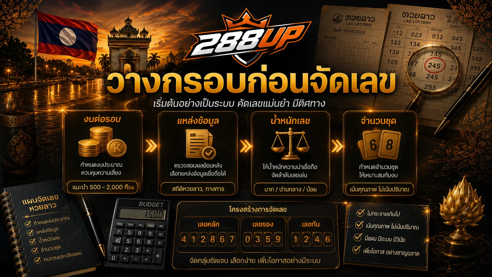 กรอบจัดเลขหลัก เลขรอง เลขกันในหวยลาวก่อนตัดสินใจ