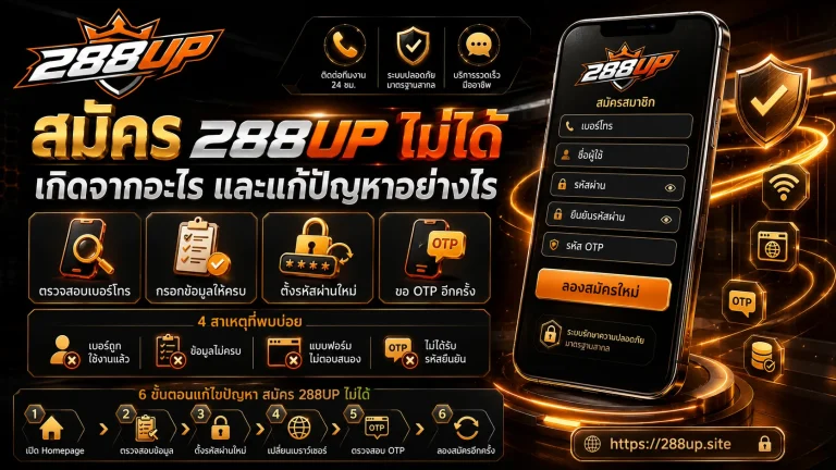 สมัคร 288UP ไม่ได้ เกิดจากอะไรและแก้ไขปัญหาการสมัครอย่างไร