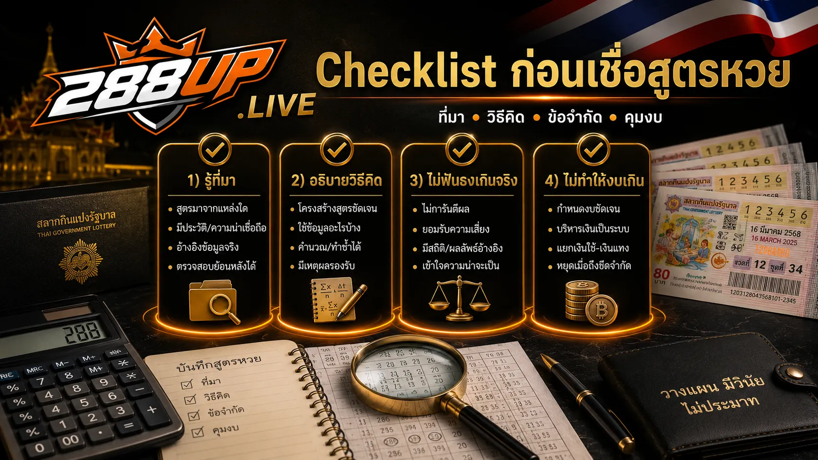 Checklist เช็กสูตรคำนวณหวยไทยก่อนเชื่อ