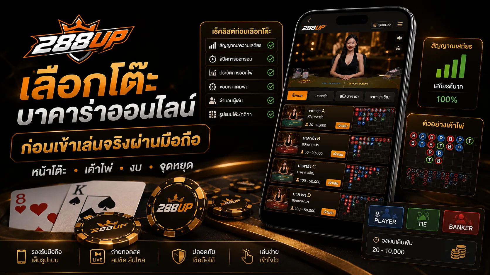 บาคาร่าออนไลน์ควรเลือกโต๊ะยังไง ก่อนเข้าเล่นจริงผ่านมือถือ
