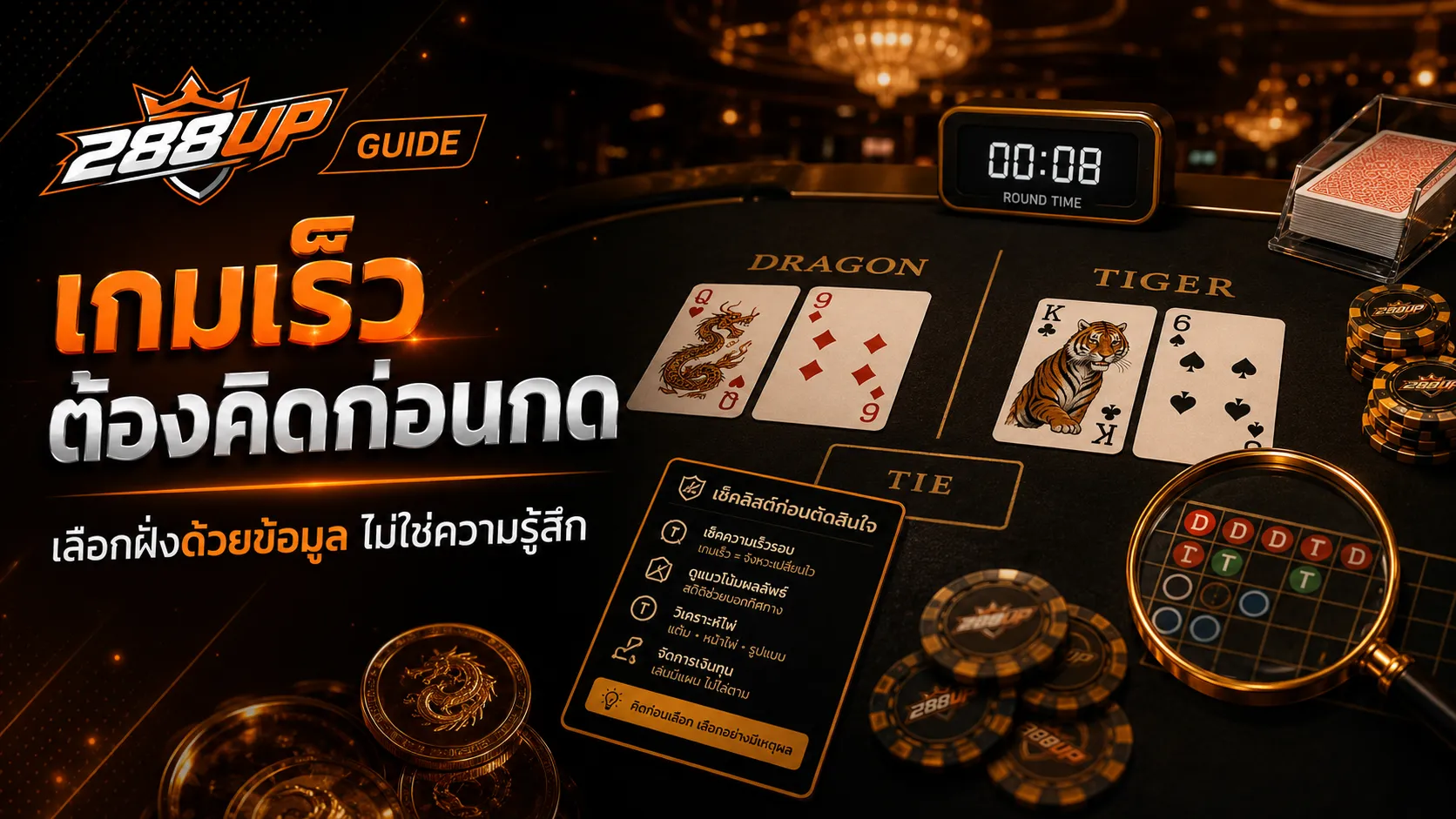Checklist ก่อนเล่นเสือมังกร เช็กเกมเร็ว เลือกฝั่ง และไม่กดตามโต๊ะเร็วเกินไป