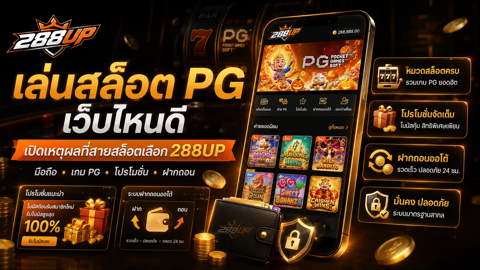 เล่นสล็อต PG เว็บไหนดี เปิดเหตุผลที่สายสล็อตเลือก 288UP